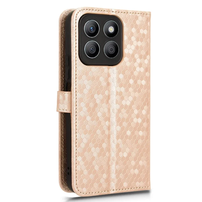 For Honor X8b 4G Case Dot Pattern Imprinted Leather Phone Wallet Cover - Rose Gold