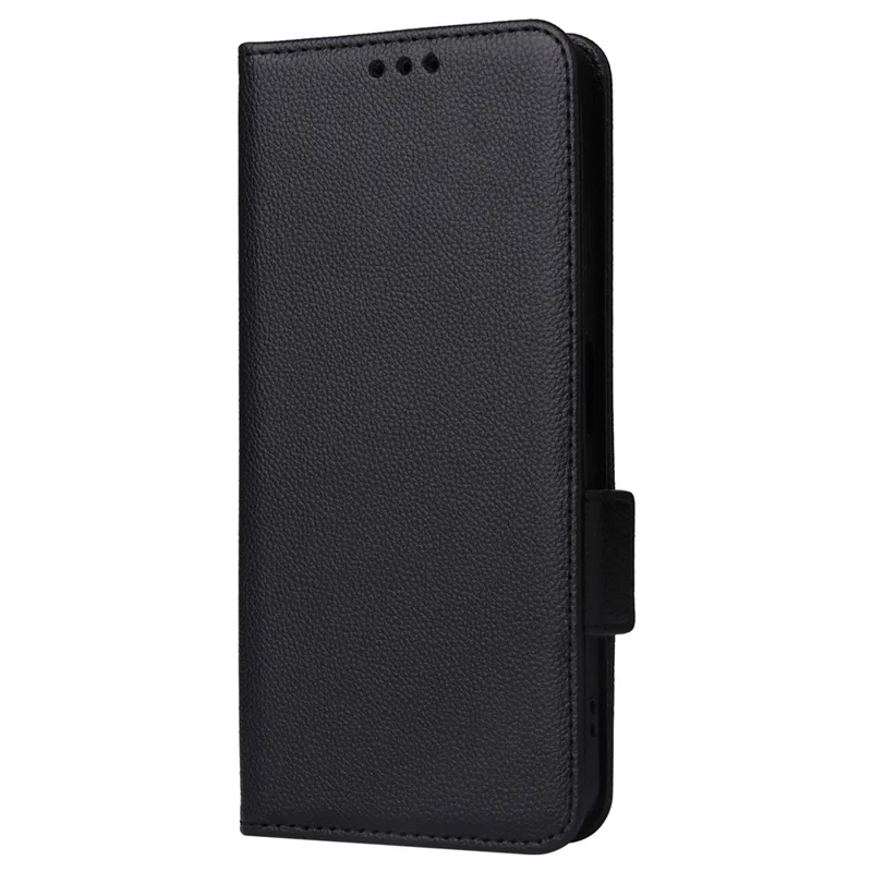 For ZTE Blade A34 Phone Case Leather Litchi Texture Cover with Magnetic Closure - Black