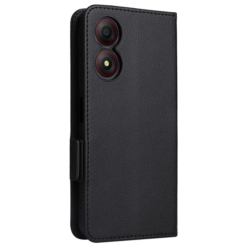 For ZTE Blade A34 Phone Case Leather Litchi Texture Cover with Magnetic Closure - Black