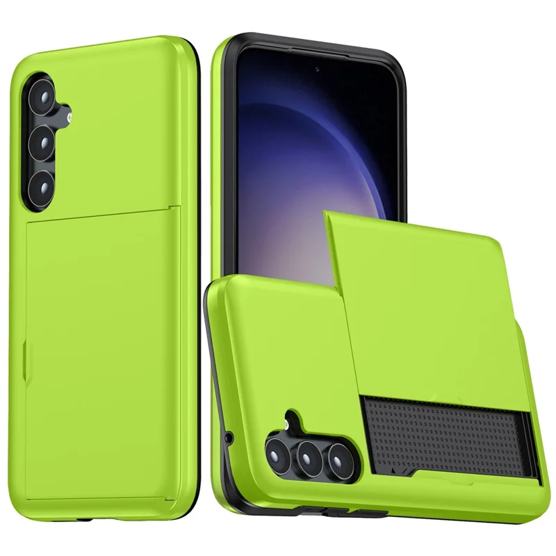 For Samsung Galaxy A55 5G Phone Case TPU + PC Cover with Slide Card Holder - Green