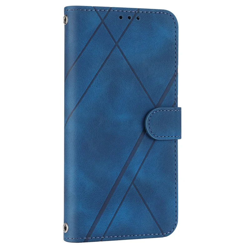 For Samsung Galaxy A55 5G Wallet Case Imprinted Line PU Leather Stand Cover - Blue