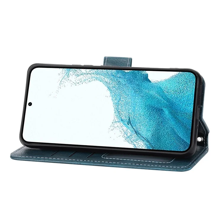 Per Samsung Galaxy A55 5G Custodia in Pelle con Cerniera Portafoglio Cover Telefonica con 2 Cinghie - Blu