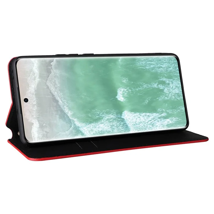 Para Oppo Reno11 5G (Global) Capa de Carteira de Couro Impressa em Rombo Fechamento Magnético - Vermelho