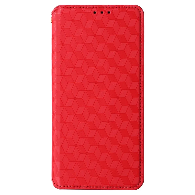 Para Oppo Reno11 5G (Global) Capa de Carteira de Couro Impressa em Rombo Fechamento Magnético - Vermelho