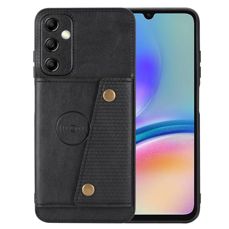 For Samsung Galaxy A15 5G Case Anti-Drop Leather Coated TPU Card Holder Phone Shell - Black