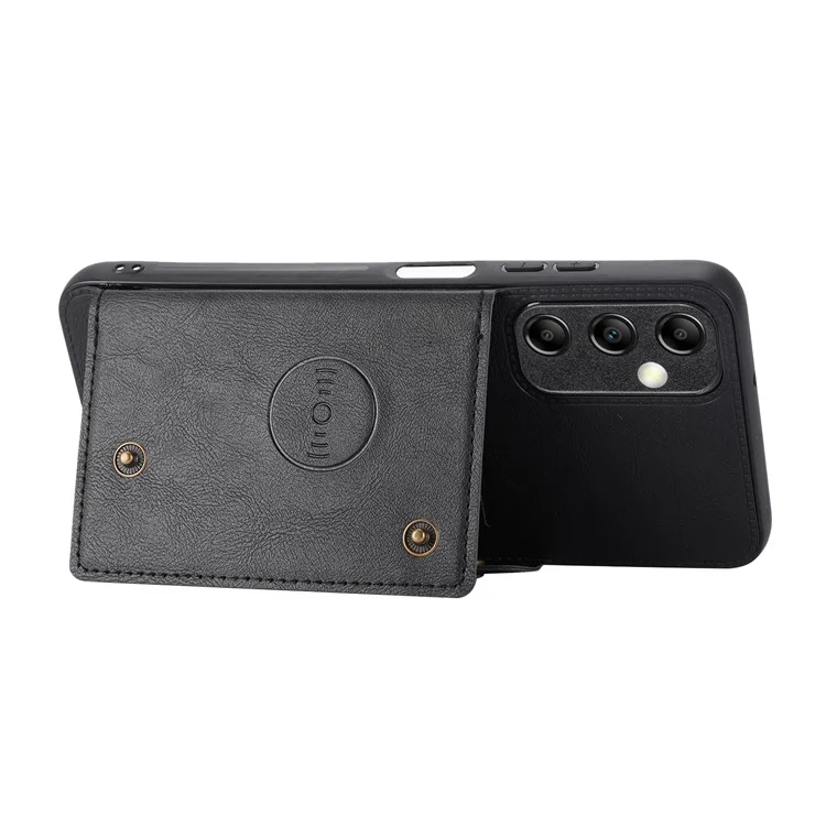 For Samsung Galaxy A15 5G Case Anti-Drop Leather Coated TPU Card Holder Phone Shell - Black