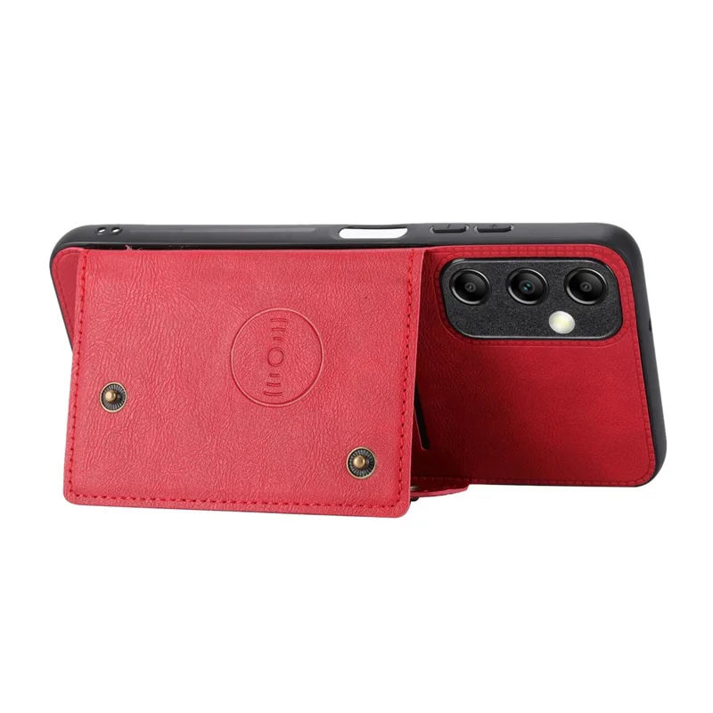 For Samsung Galaxy A15 5G Case Anti-Drop Leather Coated TPU Card Holder Phone Shell - Red