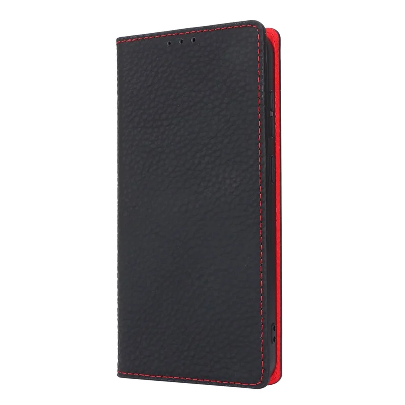 Für Samsung Galaxy S24+ Wallet Case Echtes Rindsleder Handyhülle mit Trageriemen - Schwarz