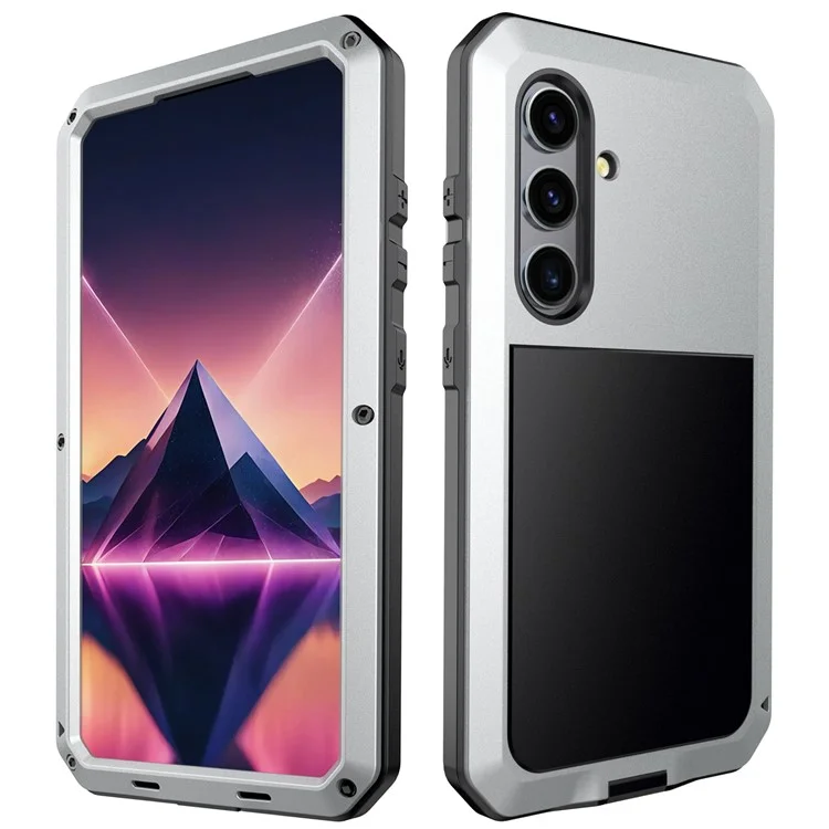 Für Samsung Galaxy S24 Hülle Vollschutz Handyhülle mit gehärtetem Glasfilm - Silber