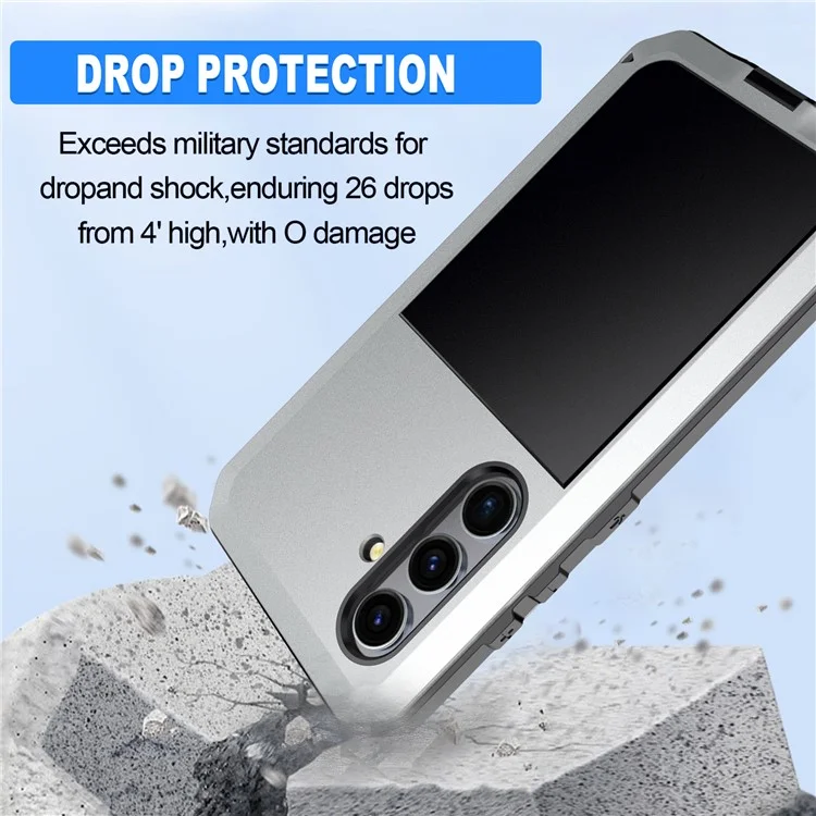 Für Samsung Galaxy S24 Hülle Vollschutz Handyhülle mit gehärtetem Glasfilm - Silber