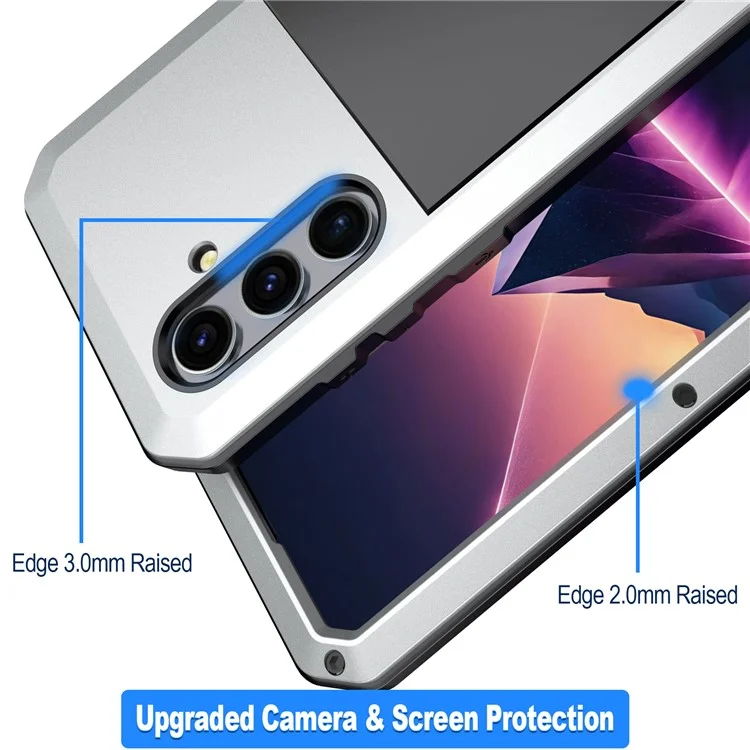 Für Samsung Galaxy S24 Hülle Vollschutz Handyhülle mit gehärtetem Glasfilm - Silber