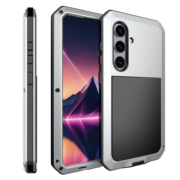 Für Samsung Galaxy S24 Hülle Vollschutz Handyhülle mit gehärtetem Glasfilm - Silber