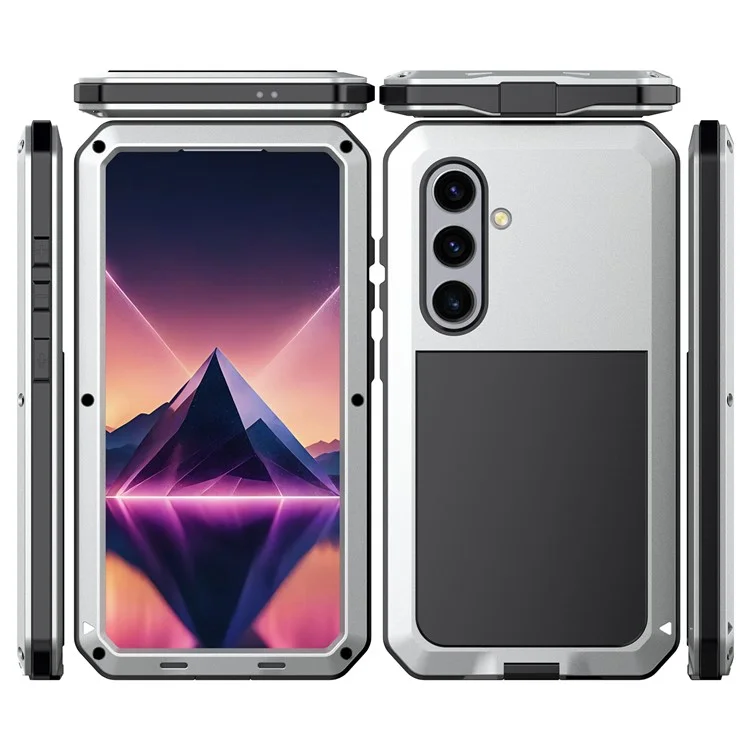 Für Samsung Galaxy S24 Hülle Vollschutz Handyhülle mit gehärtetem Glasfilm - Silber