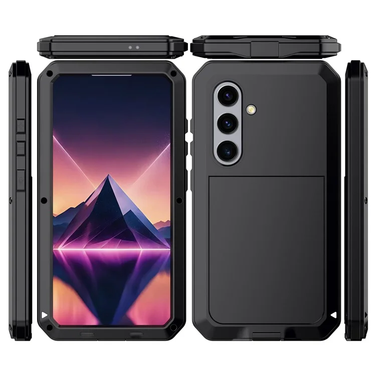 Pour Samsung Galaxy S24+ Étui Silicone+Métal Anti-chute Coque de téléphone avec Film en Verre Trempé - Noir
