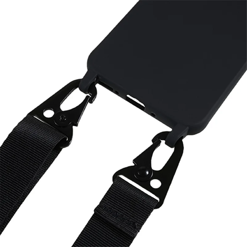 For Samsung Galaxy A35 5G Cell Phone Case Anti-fall TPU Shell with Wide Lanyard - Black