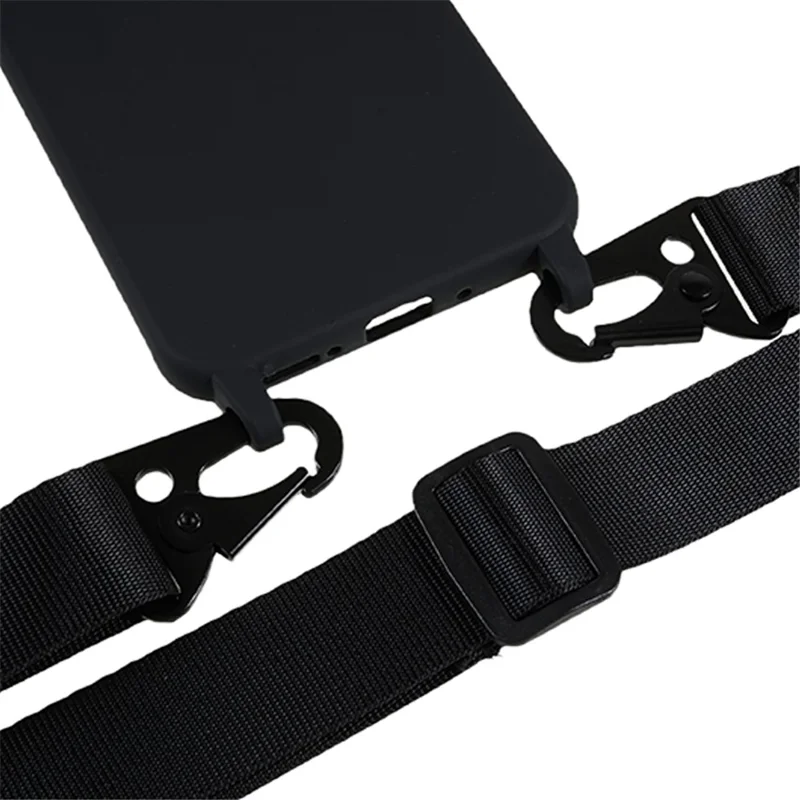 For Samsung Galaxy A35 5G Cell Phone Case Anti-fall TPU Shell with Wide Lanyard - Black