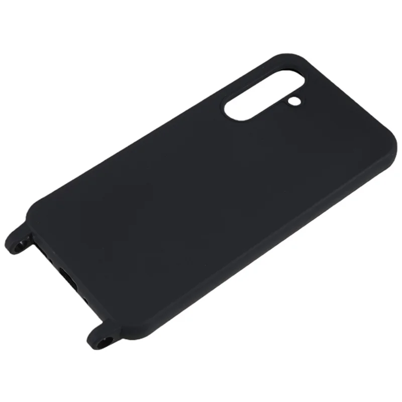 For Samsung Galaxy A35 5G Cell Phone Case Anti-fall TPU Shell with Wide Lanyard - Black