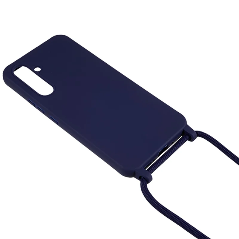 For Samsung Galaxy A55 5G Cell Phone Case TPU Drop-resistant Shell with Long Strap - Dark Blue