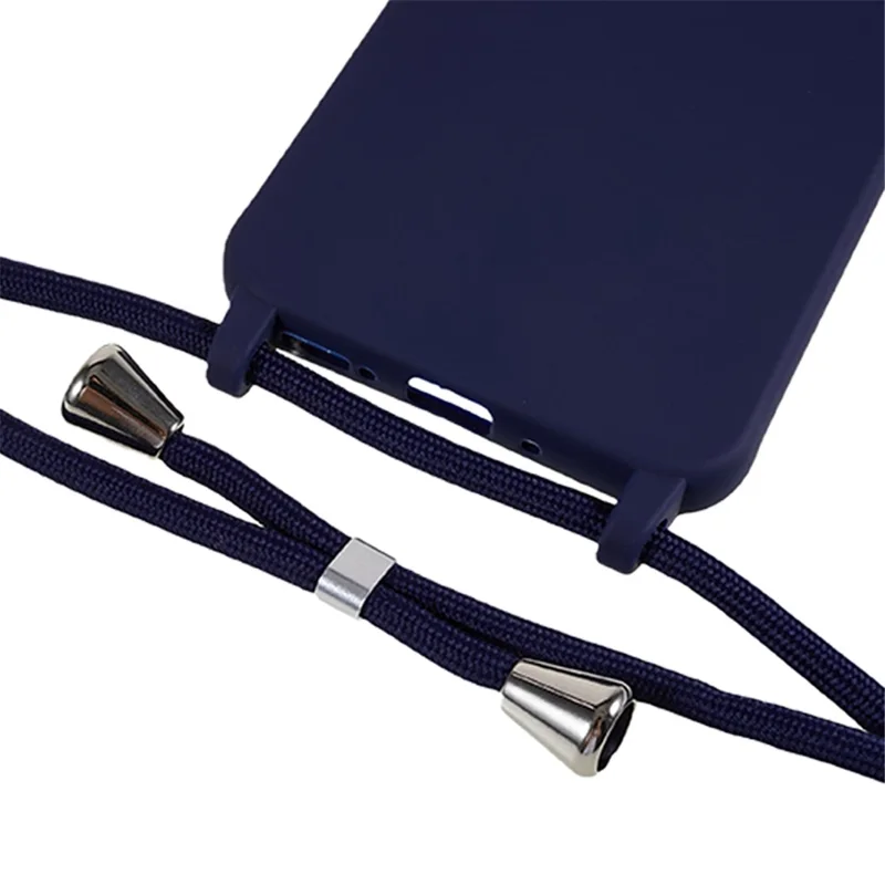 For Samsung Galaxy A55 5G Cell Phone Case TPU Drop-resistant Shell with Long Strap - Dark Blue