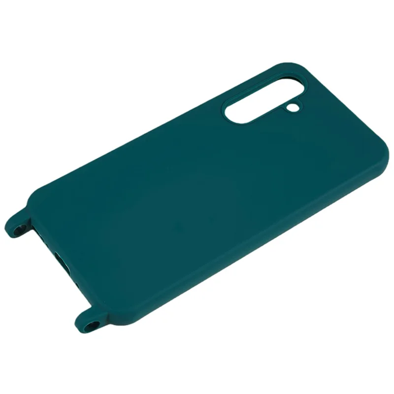 For Samsung Galaxy A15 5G Phone Case TPU Drop-proof Cover with Long Lanyard - Dark Green