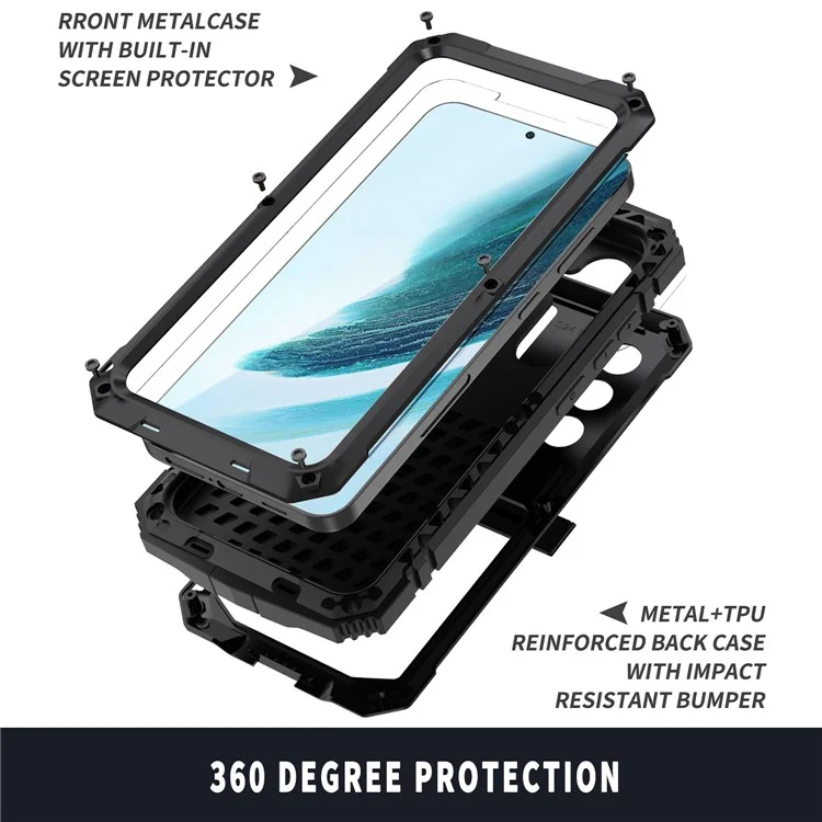 Pour Samsung Galaxy S24+ Case TPU + Metal Hybrid Choc Résistant Couverture de téléphone avec corde de suspension - Noir
