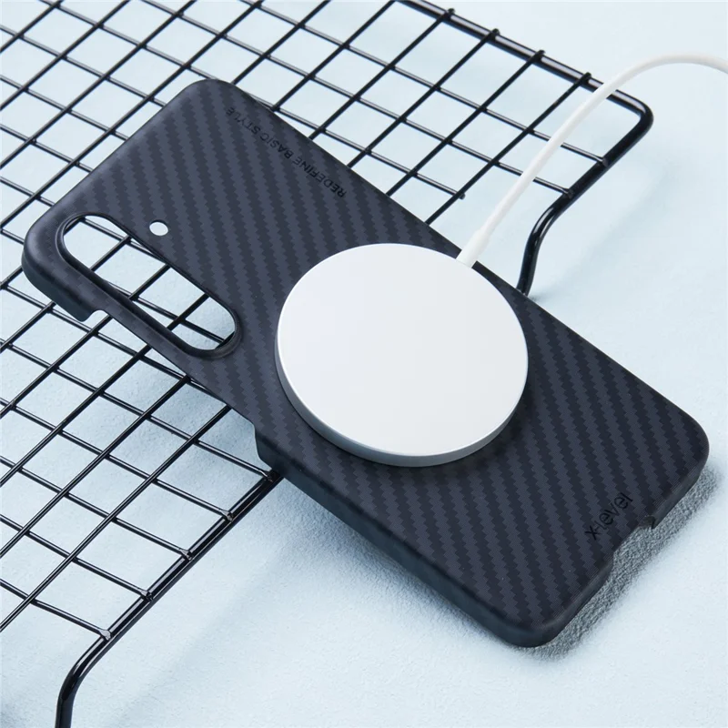 X-LEVEL For Samsung Galaxy S24 Hard PC Cover Carbon Fiber Texture Magnetic Phone Case