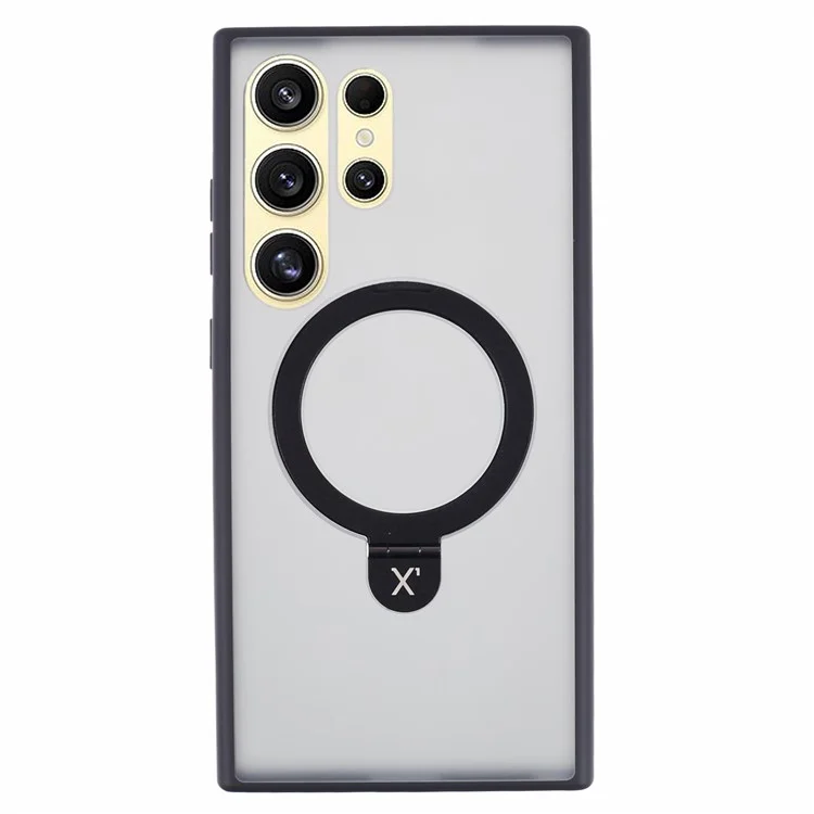 X-LEVEL PITHY STONE II Magnetische Hülle für Samsung Galaxy S24 Ultra PC+TPU Rückseite mit Ständer - Schwarz