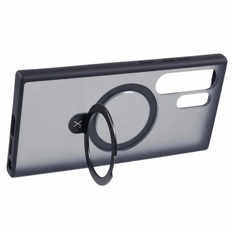 X-LEVEL PITHY STONE II Magnetische Hülle für Samsung Galaxy S24 Ultra PC+TPU Rückseite mit Ständer - Schwarz