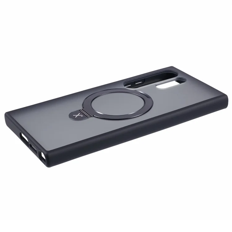 X-LEVEL PITHY STONE II Magnetische Hülle für Samsung Galaxy S24 Ultra PC+TPU Rückseite mit Ständer - Schwarz