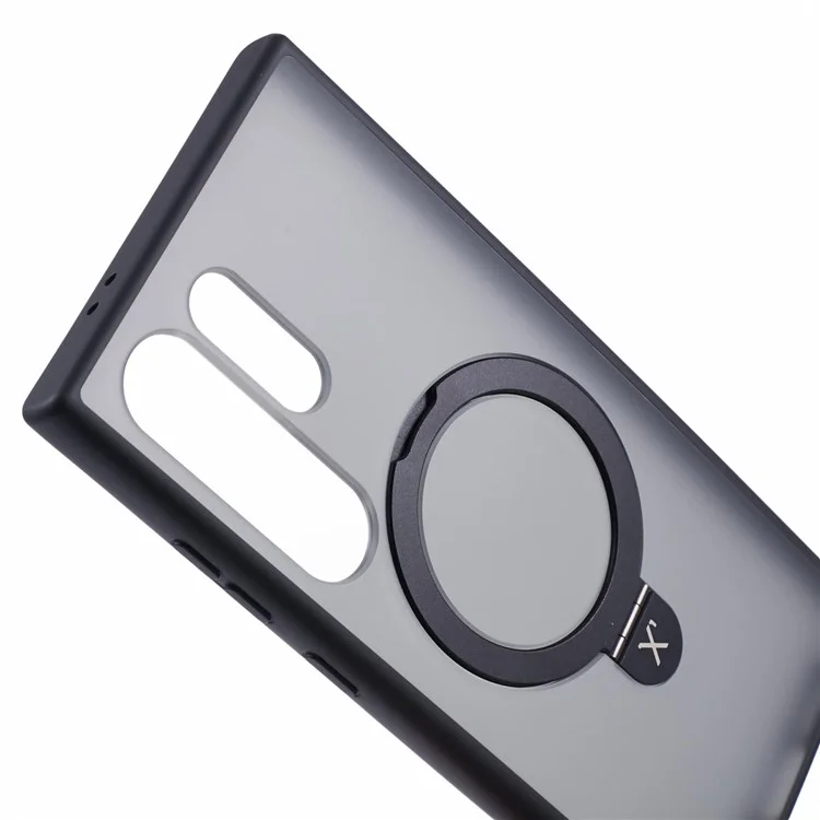 X-LEVEL PITHY STONE II Magnetische Hülle für Samsung Galaxy S24 Ultra PC+TPU Rückseite mit Ständer - Schwarz