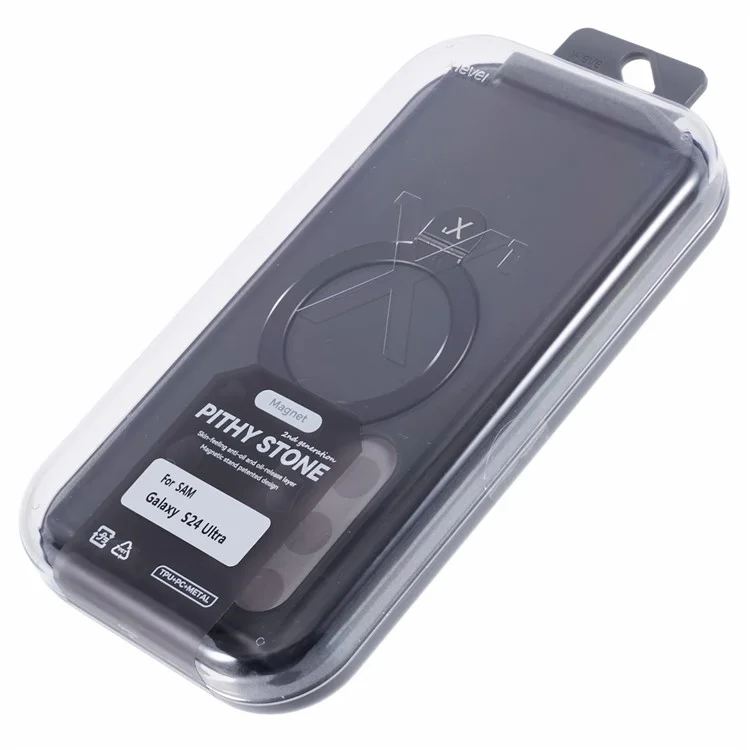 X-LEVEL PITHY STONE II Magnetische Hülle für Samsung Galaxy S24 Ultra PC+TPU Rückseite mit Ständer - Schwarz