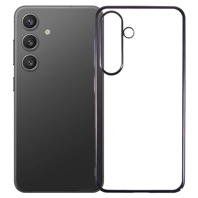 X-LEVEL For Samsung Galaxy S24+ Phone Case Hard PC Clear Bakc Cover Electroplating Frame - Black