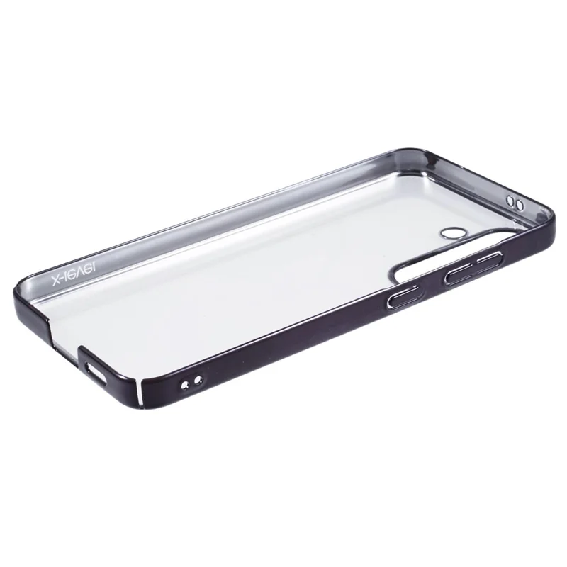 X-LEVEL For Samsung Galaxy S24+ Phone Case Hard PC Clear Bakc Cover Electroplating Frame - Black