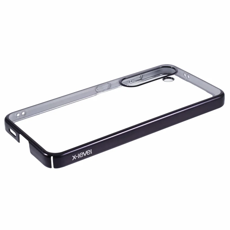 X-LEVEL For Samsung Galaxy S24+ Phone Case Hard PC Clear Bakc Cover Electroplating Frame - Black