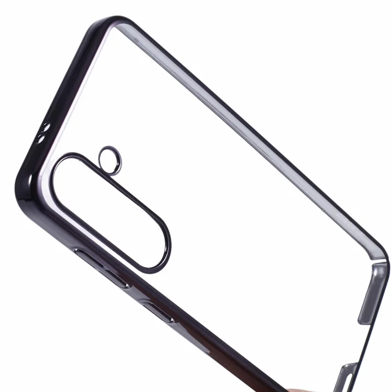 X-LEVEL For Samsung Galaxy S24+ Phone Case Hard PC Clear Bakc Cover Electroplating Frame - Black