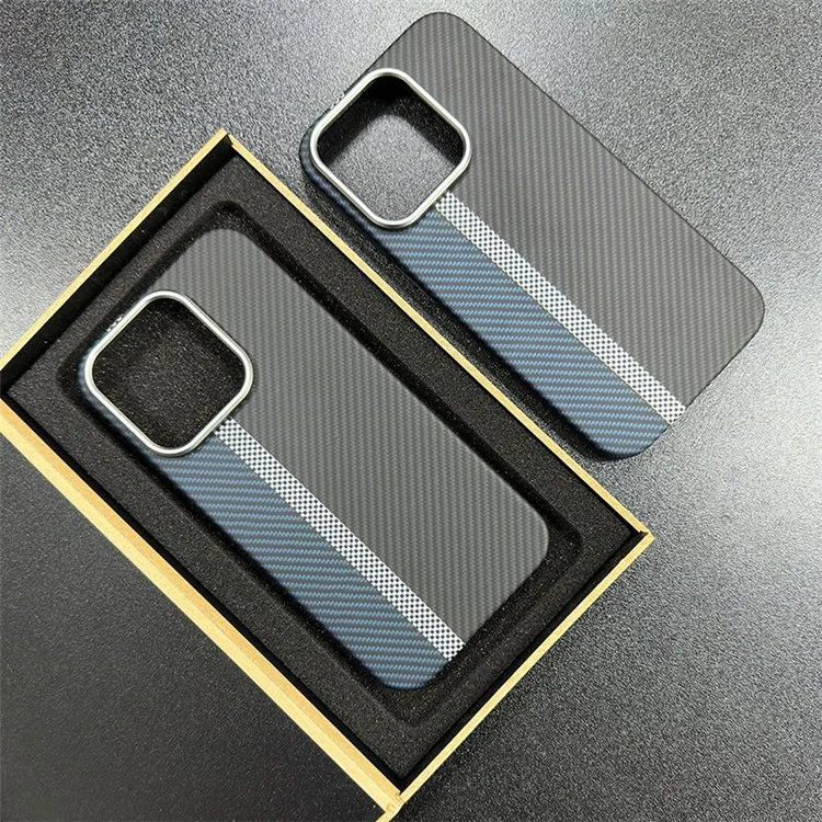 Série de Pista de Corrida para iPhone 15 Pro Max Aramid Fiber Case 600D Fine Texture Phone Cover Metal Lens Frame