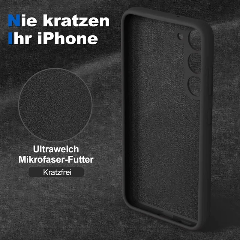 For Samsung Galaxy S24 Case with Hand Strap Liquid Silicone Kickstand Phone Cover - Black