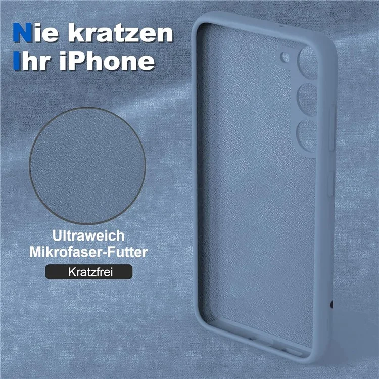 For Samsung Galaxy S24+ Liquid Silicone Case Ring Kickstand Phone Cover - Grey
