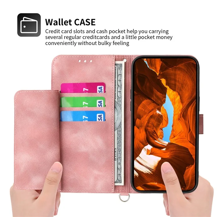 For Xiaomi Redmi Note 13 4G Leather Case Flower Pattern Cover Multiple Card Slots - Pink