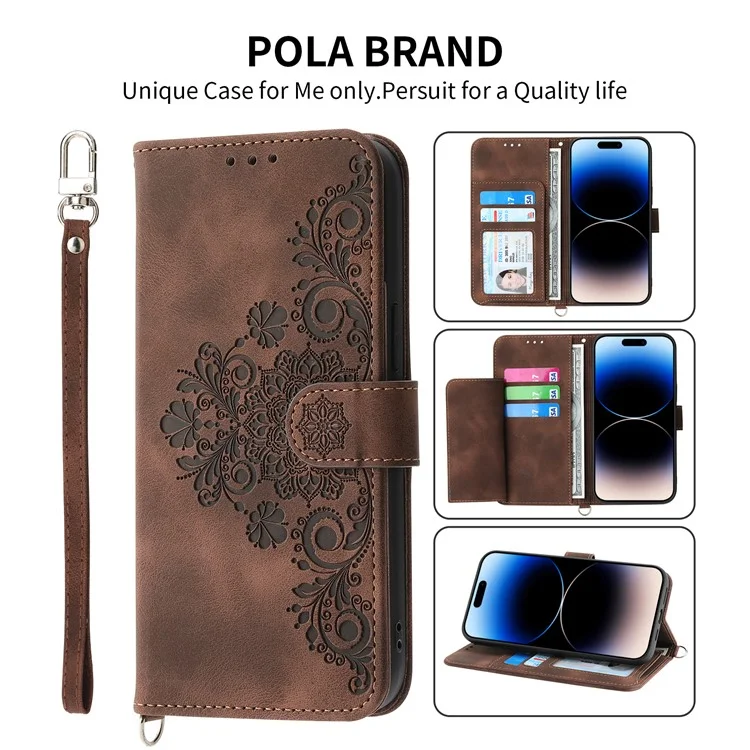 Para el caso del Samsung Galaxy A55 5G Crossbody Funda de cuero con ranuras para tarjetas Billetera - Marrón