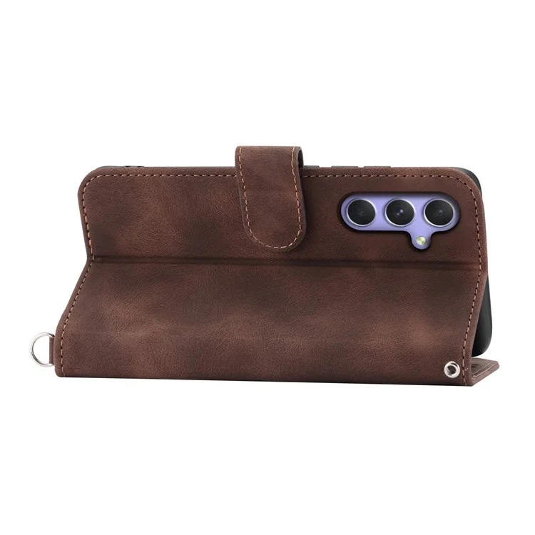 Para el caso del Samsung Galaxy A55 5G Crossbody Funda de cuero con ranuras para tarjetas Billetera - Marrón