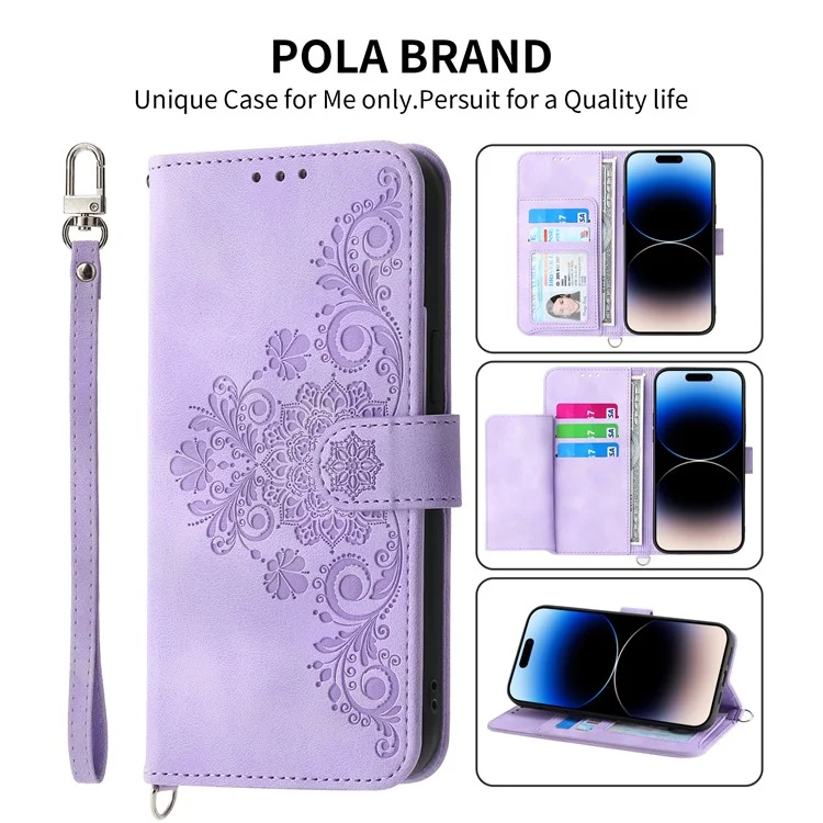 For Honor X9b 5G / Magic6 Lite 5G Leather Case Wallet Cover with Hand Strap and Shoulder Strap - Light Purple