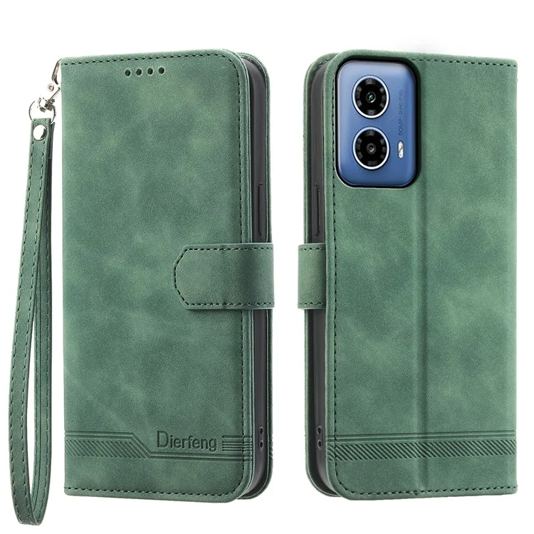 DIERFENG DF-03 para Motorola Moto G45 5G / G34 5G Funda Billetera de Cuero PU Funda de Teléfono - Verde