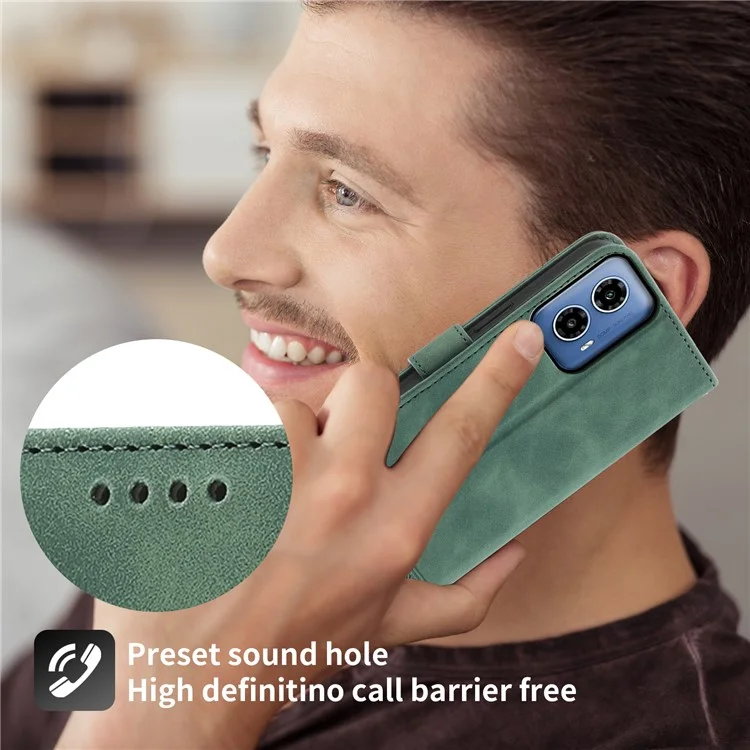 DIERFENG DF-03 para Motorola Moto G45 5G / G34 5G Funda Billetera de Cuero PU Funda de Teléfono - Verde