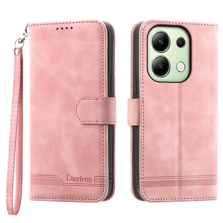 DIERFENG DF-03 for Xiaomi Redmi Note 13 4G Case Wallet Leather Flip Phone Cover - Pink