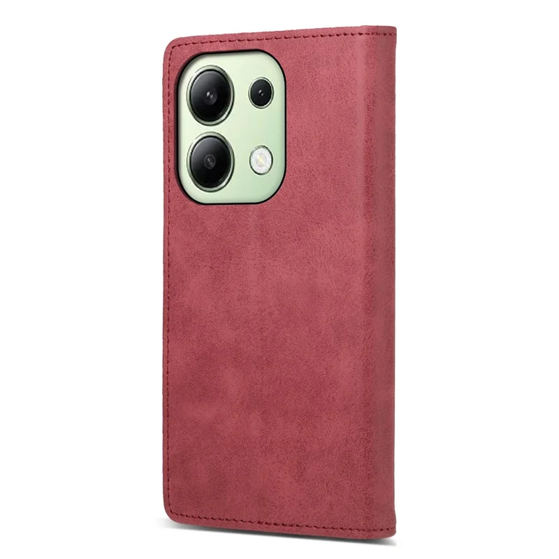 DF-05 For Xiaomi Redmi Note 13 4G Wallet Case Magnetic Auto Closing Phone Cover - Red