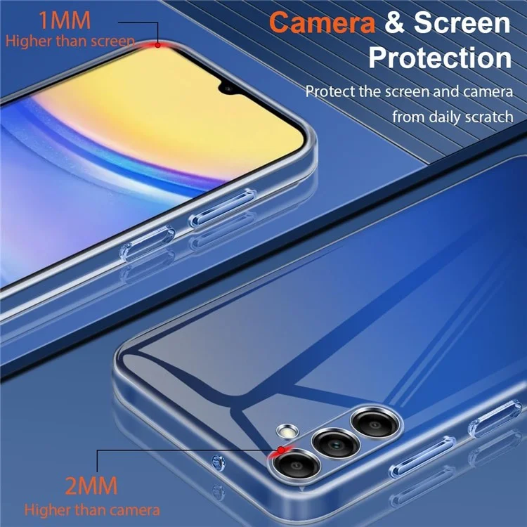 Per Samsung Galaxy A15 4G / 5G TPU Case Anti-Scratch Phone Cover + 2PCS 2.5D Arc Tempered Glass Film