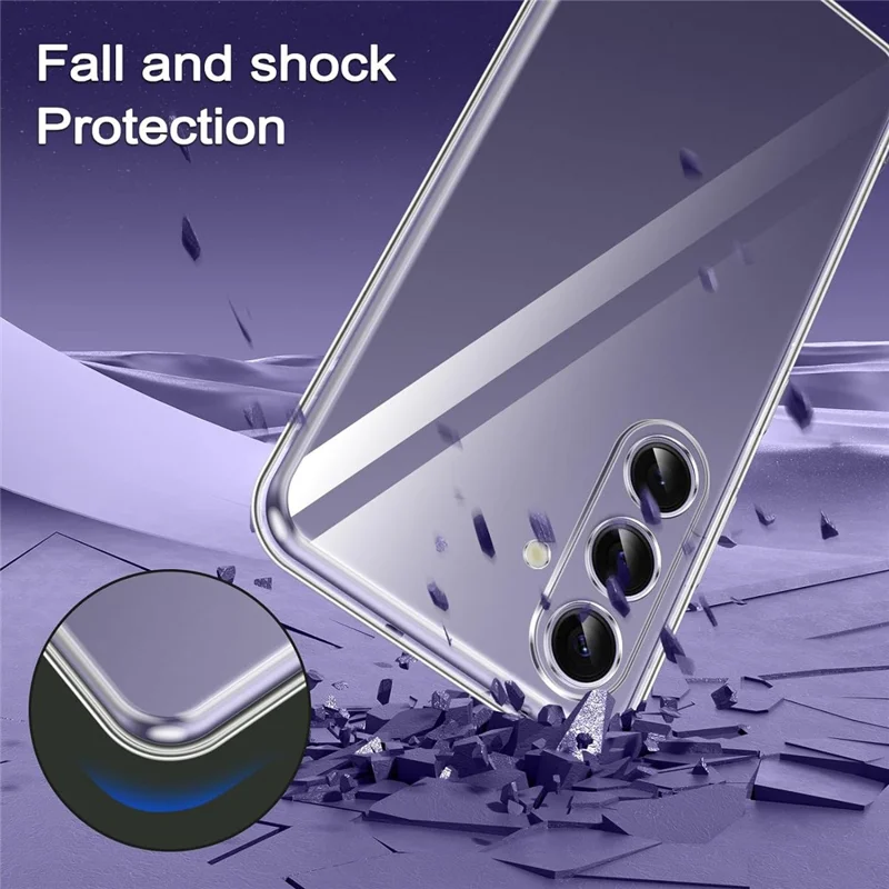 For Samsung Galaxy S24 TPU Case Transparent Phone Cover with 0.1mm Tempered Glass Film (Fingerprint Unlocking)