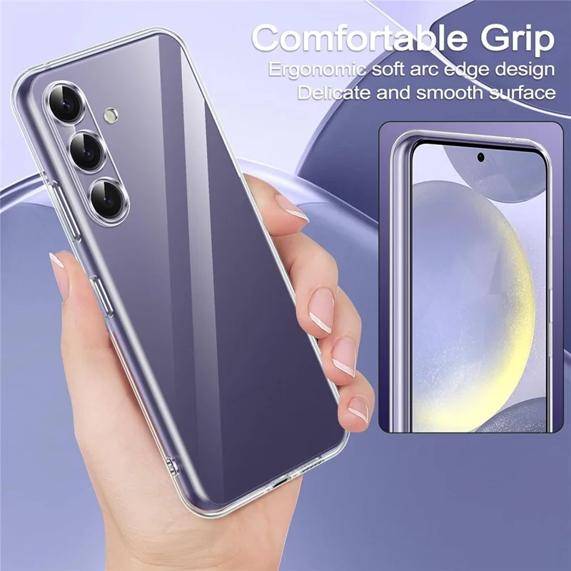 For Samsung Galaxy S24 TPU Case Transparent Phone Cover with 0.1mm Tempered Glass Film (Fingerprint Unlocking)