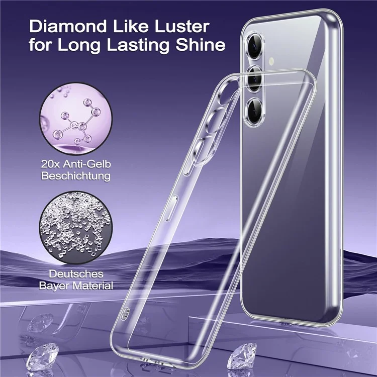 For Samsung Galaxy S24 TPU Case Transparent Phone Cover with 0.1mm Tempered Glass Film (Fingerprint Unlocking)